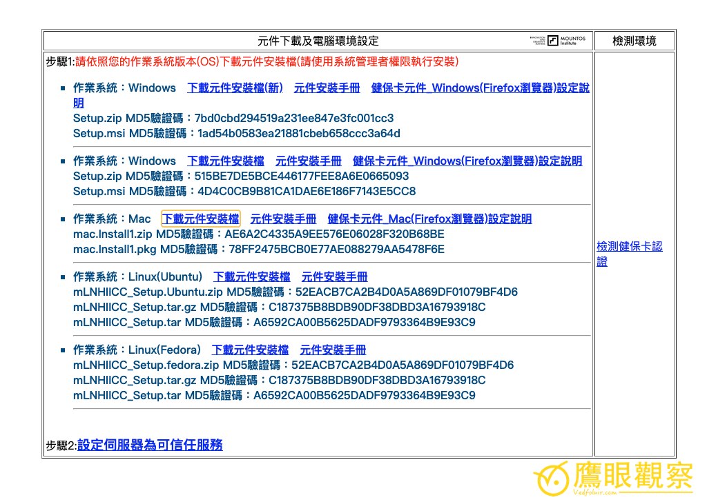 圖二,瀏覽器元件下載及電腦環境設定。