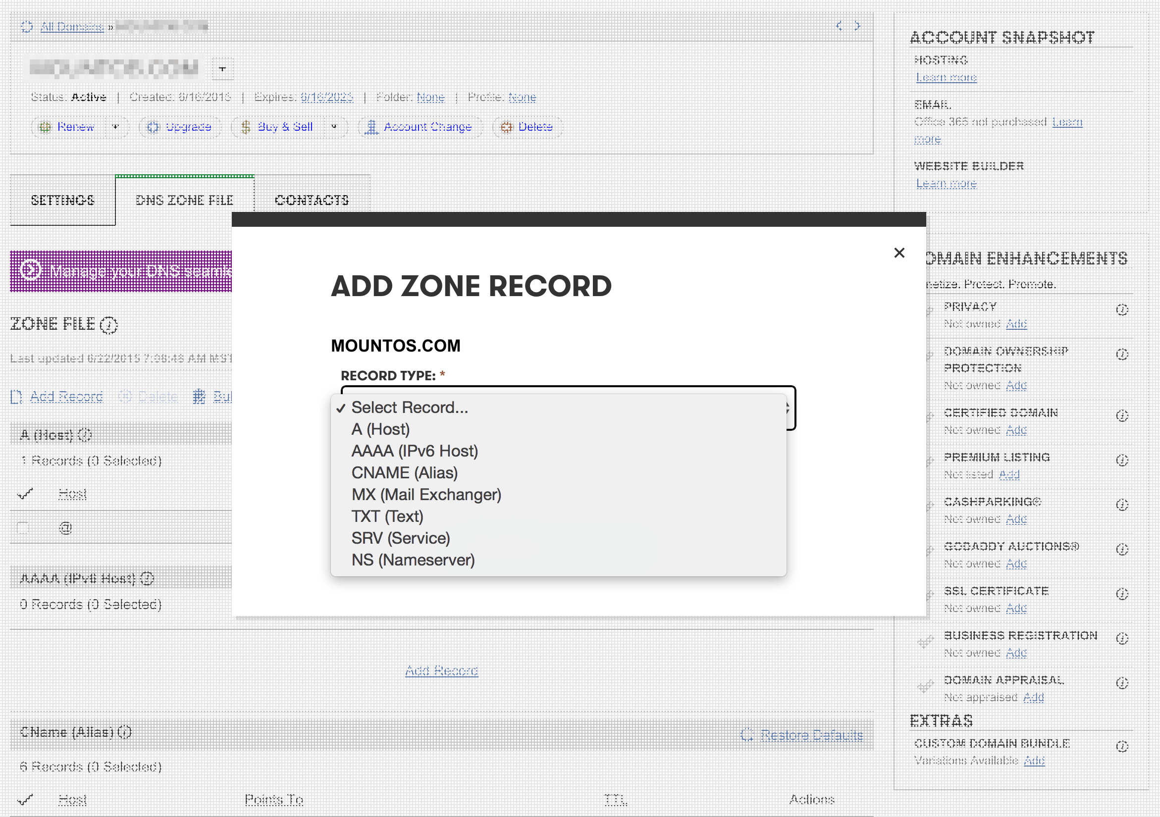 在 GoDaddy DNS Zone 管理介面設定 A 紀錄與各類解析