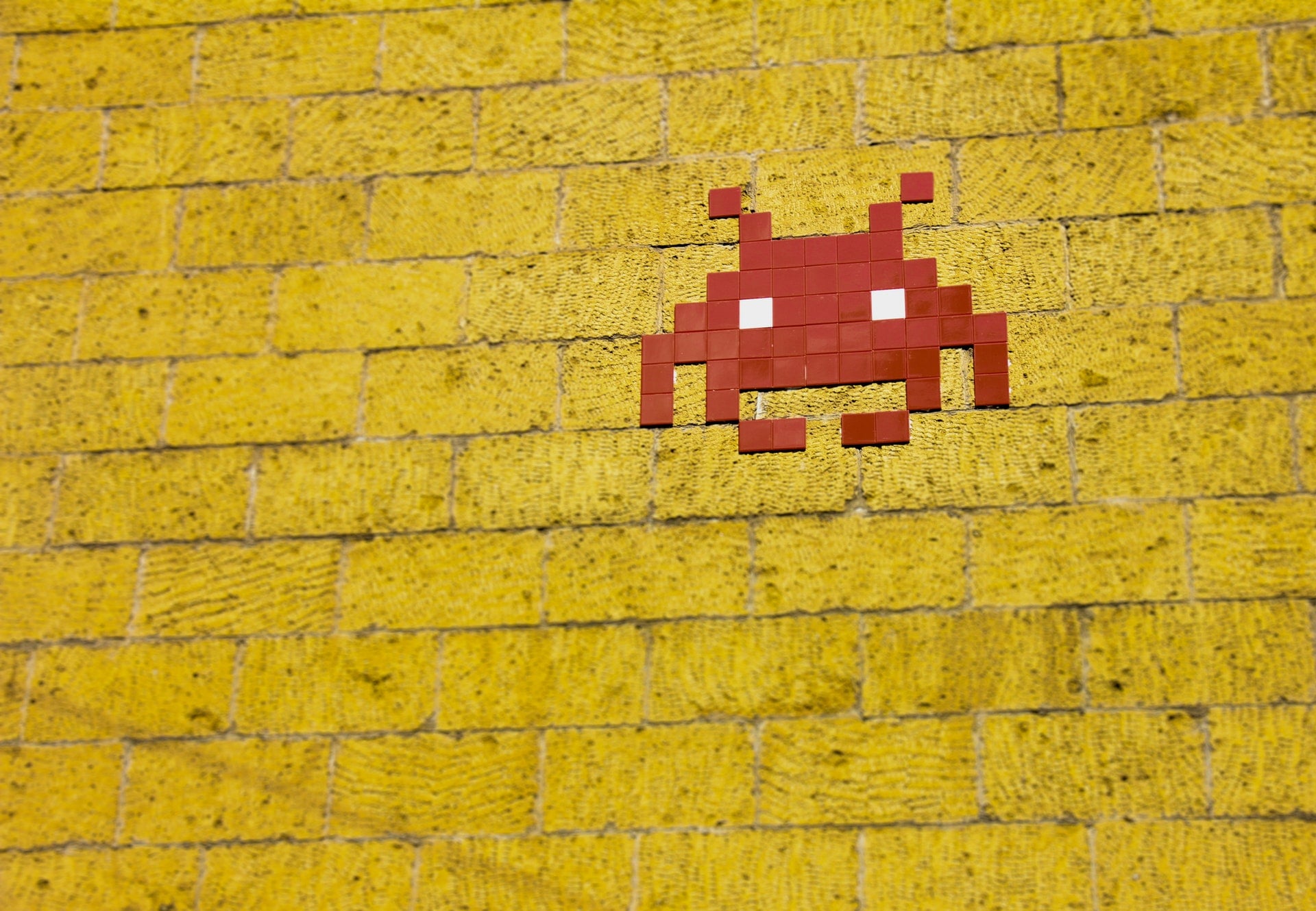mosaic alien on wall art fun