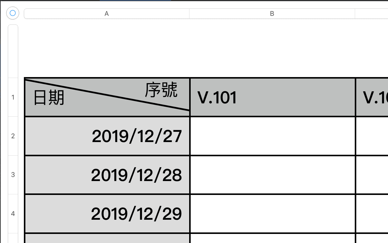 Apple Numbers 試算表格欄位之表頭斜線繪製分隔