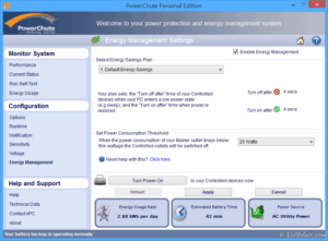 UPS PMS PowerChute Information Energy Management Settings 27