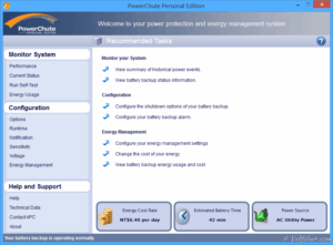 UPS PMS PowerChute Information GUI Control Panel 20