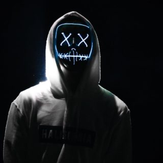 person s gray hoodie mask