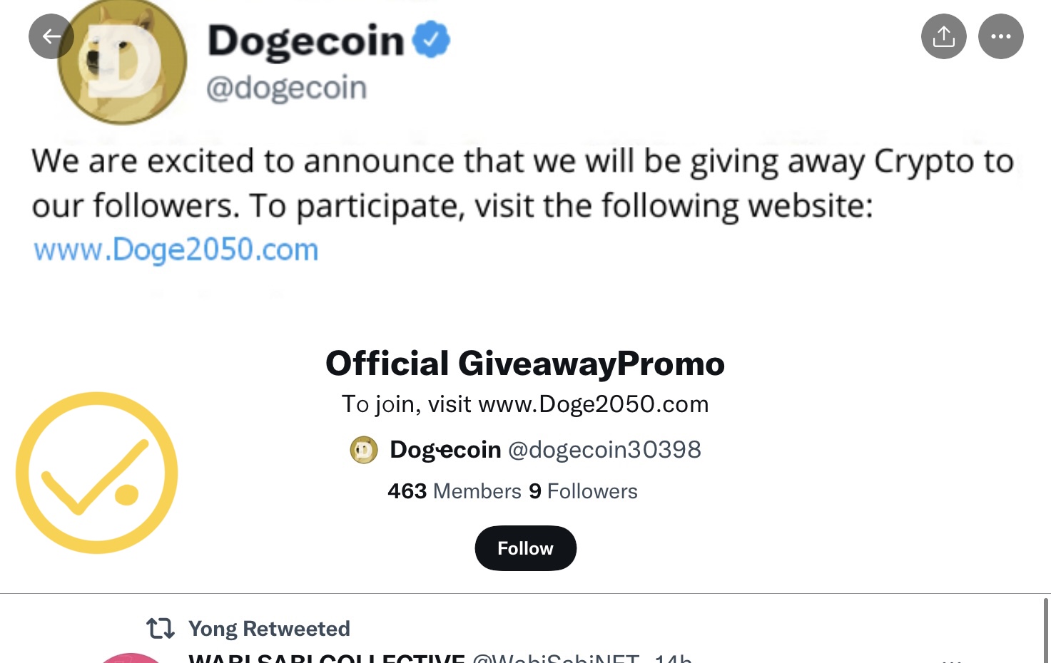 狗狗幣 Dogecoin AirDrop 2X 空投兩倍返還詐騙手法(Dogecoin2050) 5 EFB89AB8 931B 45E4 8A8E 150CDC4C87ED