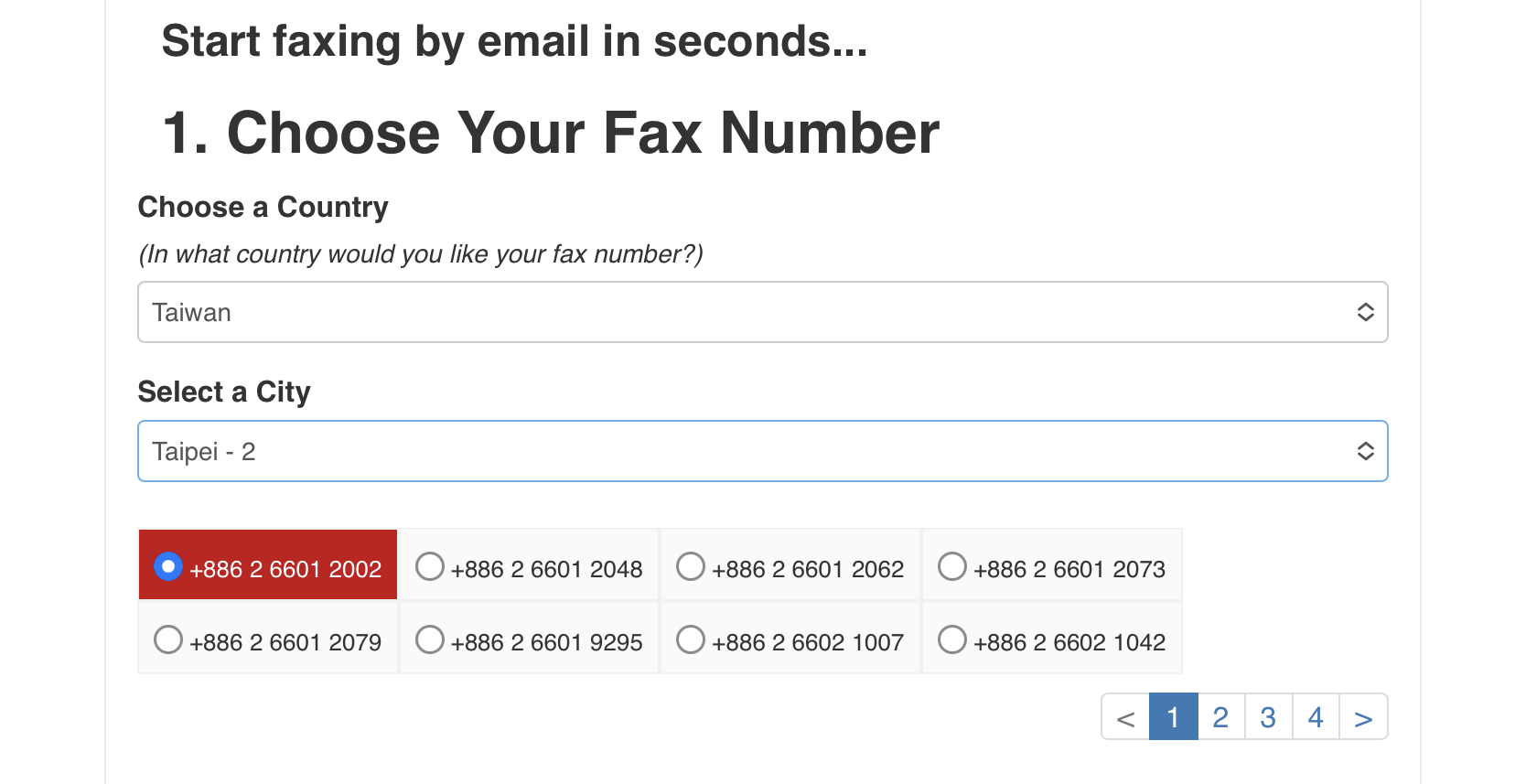 「eFax」免傳真機!用網路、電子郵件收發 Fax 傳真文件 2 選擇專屬傳真機號碼