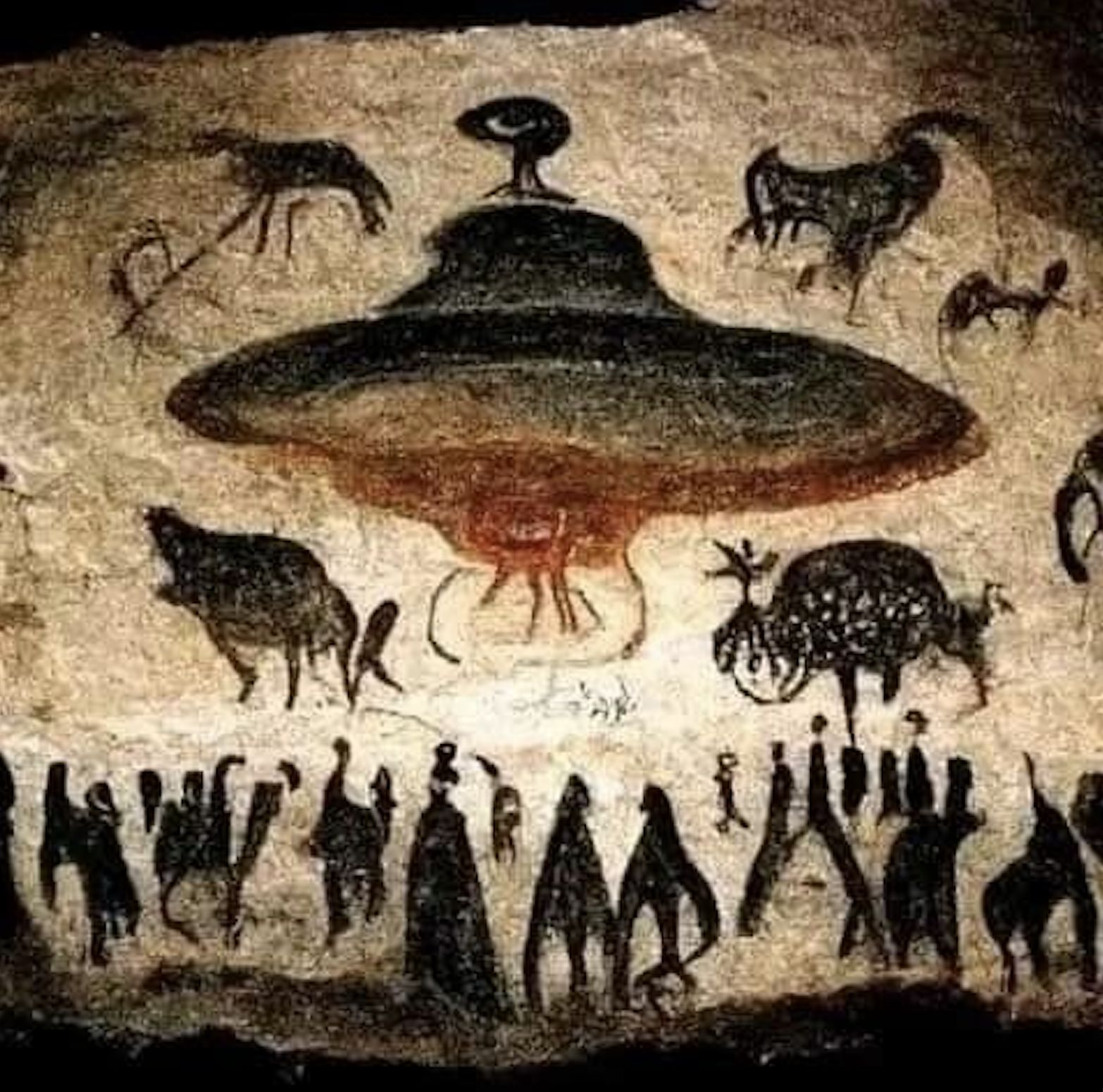 AI 解碼法國史前遺跡岩畫:遠古文明曾與 UFO 外星人接觸? 2 Rock Painting Found in the Remnants of the Cavern Uf Olishen in France