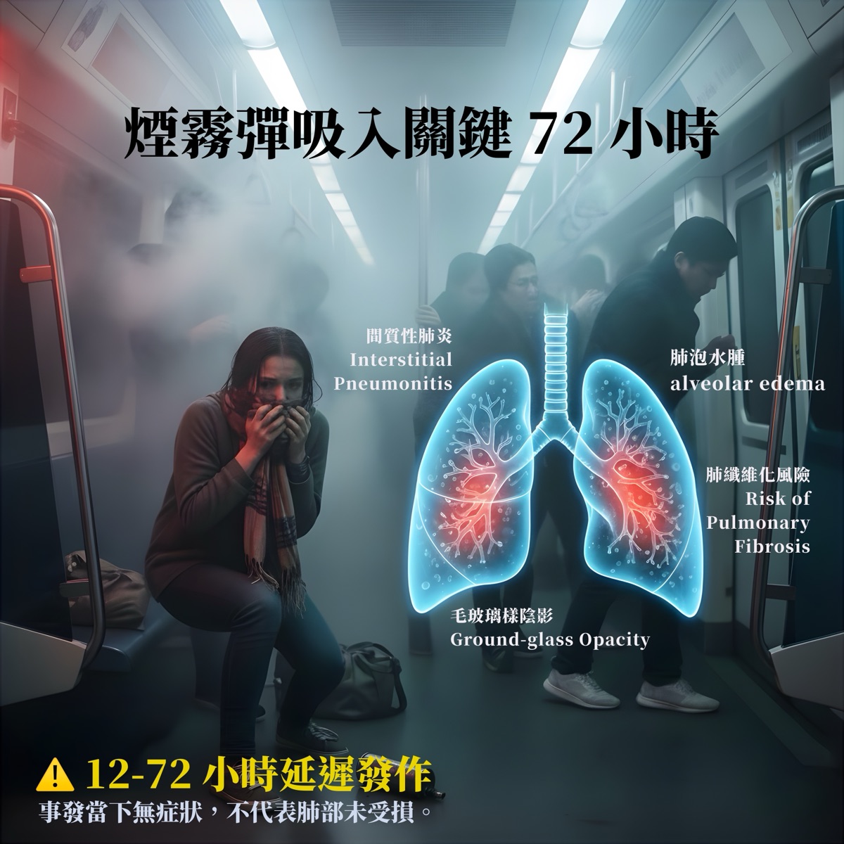 臺北捷運恐攻:揭開煙霧彈背後的「延遲性肺損傷」威脅 1 臺北捷運恐攻:揭開煙霧彈背後的「延遲性肺損傷」威脅
