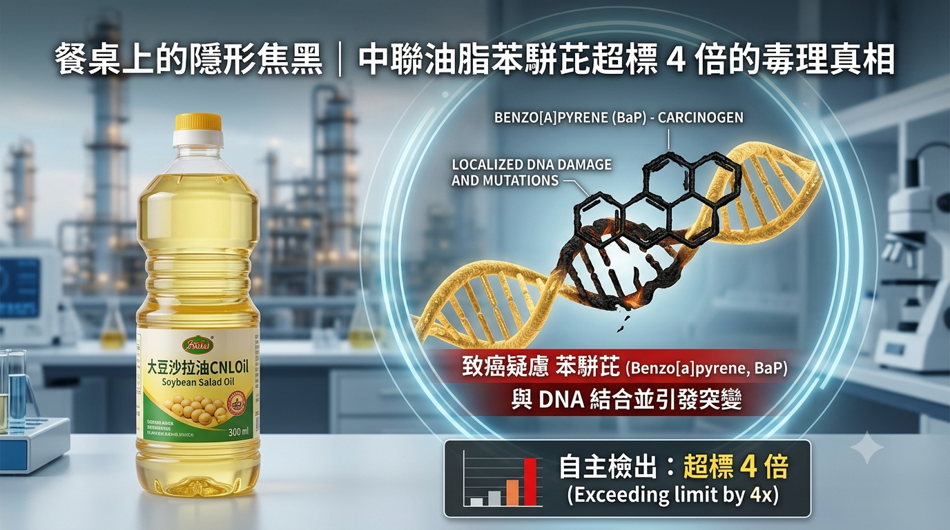 吃多少才危險?臺灣1800噸沙拉油檢出一級致癌物超標4倍,製程黑化原因與實質風險全解密 1 吃多少才危險?臺灣1800噸沙拉油檢出一級致癌物超標4倍,製程黑化原因與實質風險全解密